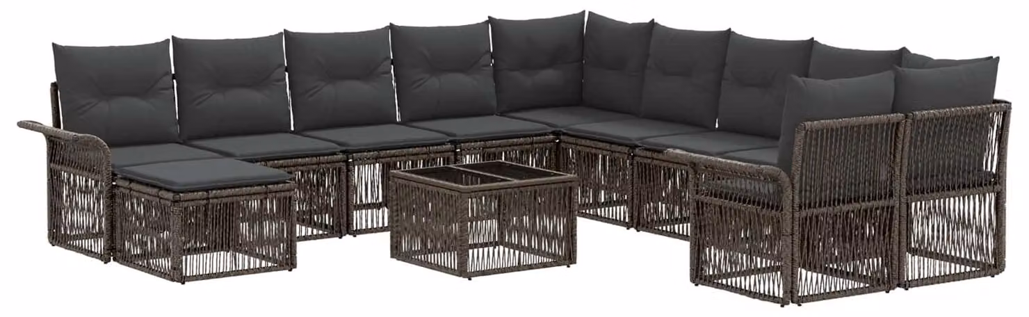 Set Divano da Giardino 12 pcs Grigio e Grigio Scuro polyrattan