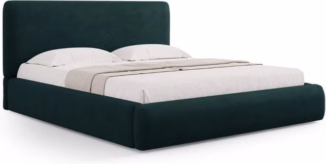 Letto con cassettone e testiera Colonel di Cosmopolitan Design in ciniglia verde bottiglia L/P: 180 x 200 cm
