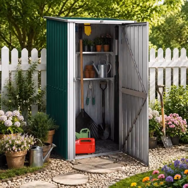 Garden Shed, Green, 118.5x97x209.5 Cm, Galvanized Steel