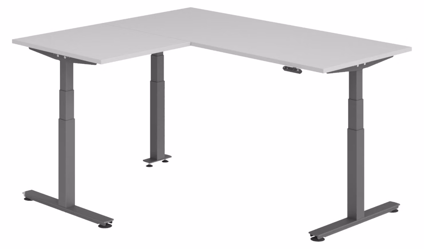 Scrivania angolare bümö regolabile elettricamente in altezza, forma a L - Struttura: grafite, decorazione: grigio, dimensioni: scrivania angolare 180 x 160 cm
