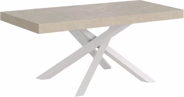 Tavolo Allungabile Volantis Premium GIORDANOSHOP Colore Cashmere con Telaio Bianco L: 140-400 cm, P: 90 cm, H: 77 cm