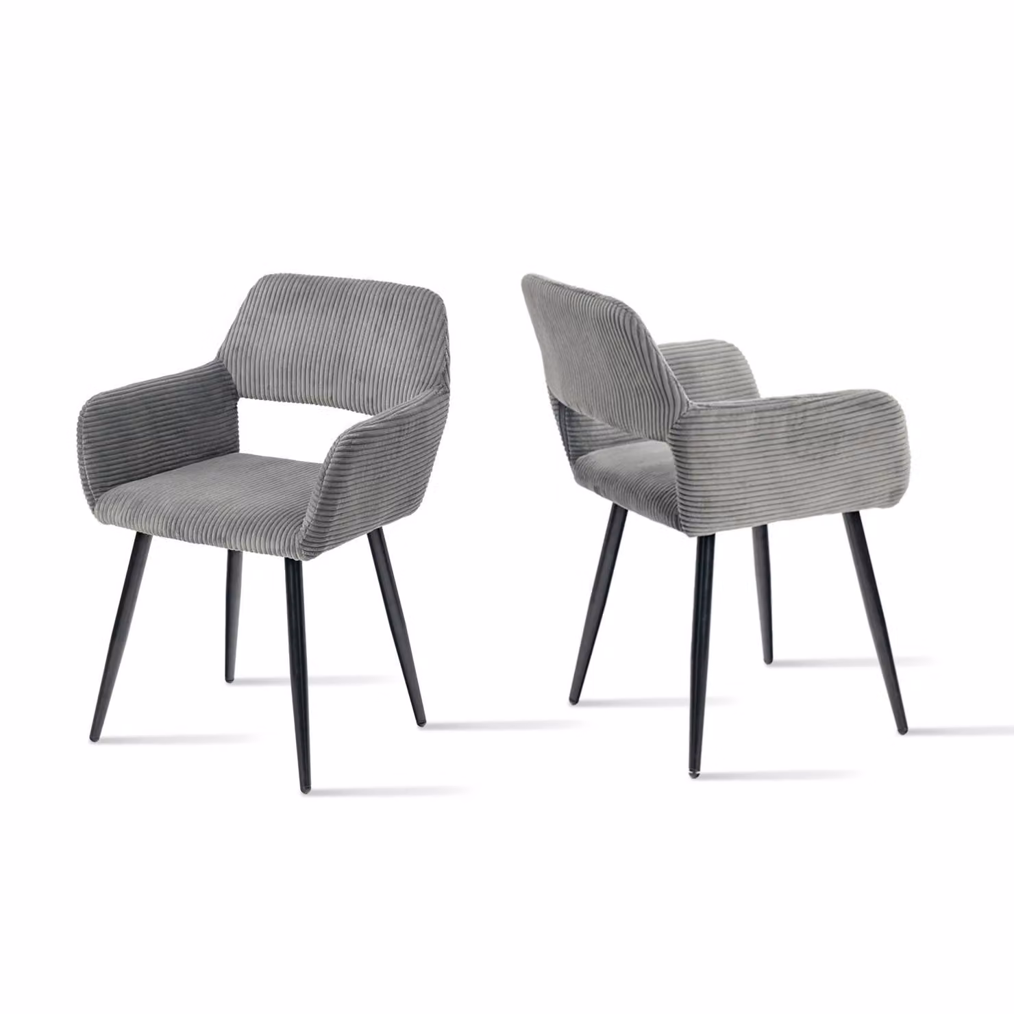Meubles Cosy, set da 2 poltrone da sala da pranzo in stile scandinavo in velluto a coste grigio – CROMWELL