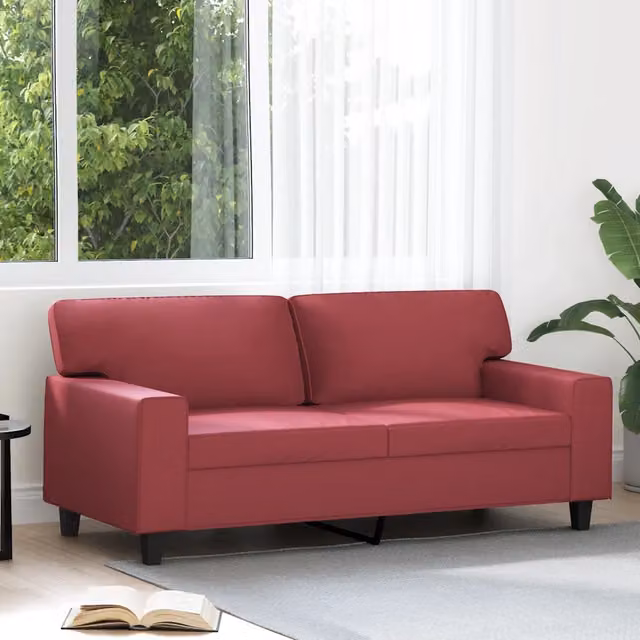 Divano a 2 Posti Rosso Vino 140 cm in Similpelle 359420