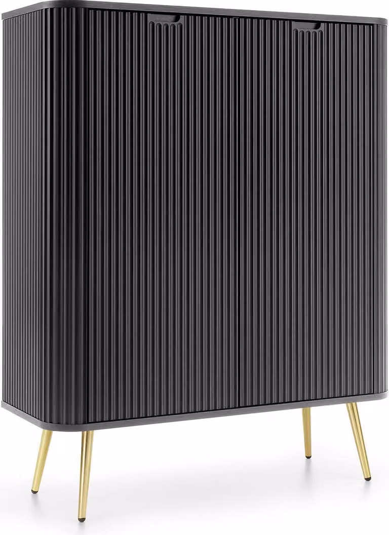 FURNLUX Credenza Zova Nero e Oro 103cm / Colore principale: Nero / Dimensioni: 103 x 129 x 39 cm