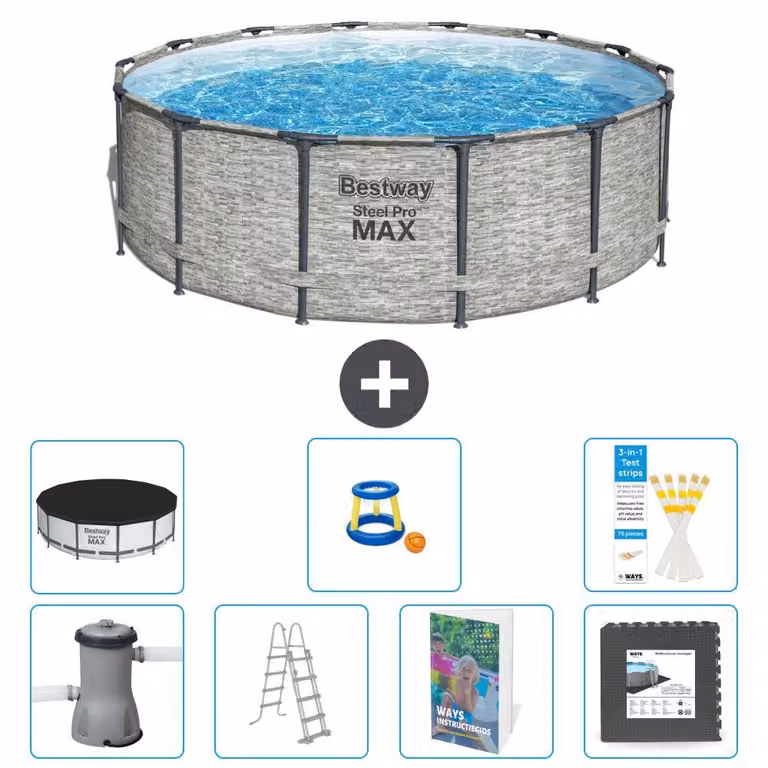 Piscina gonfiabile Bestway Steel Pro MAX, rotonda, 427x122 cm, composta da 6 parti, modello S525