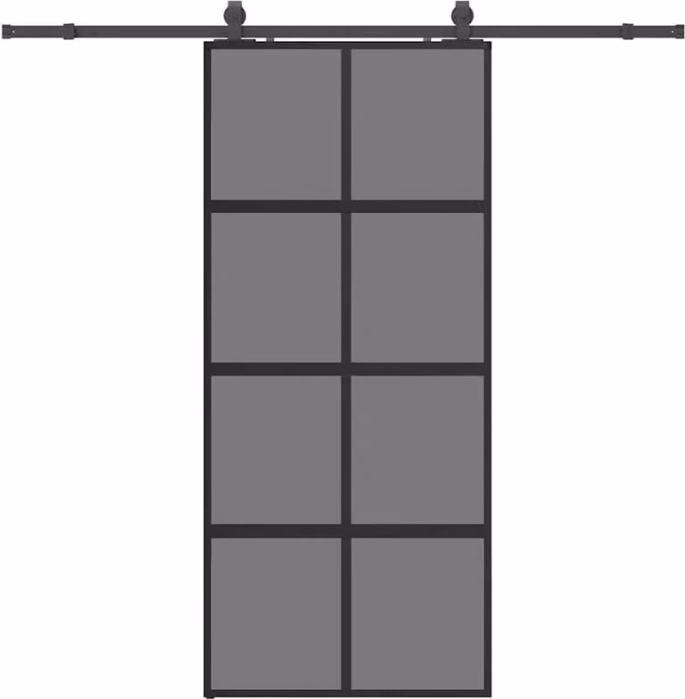 Porta Scorrevole Set Ferramenta Nera 90x205 cm Vetro Temperato