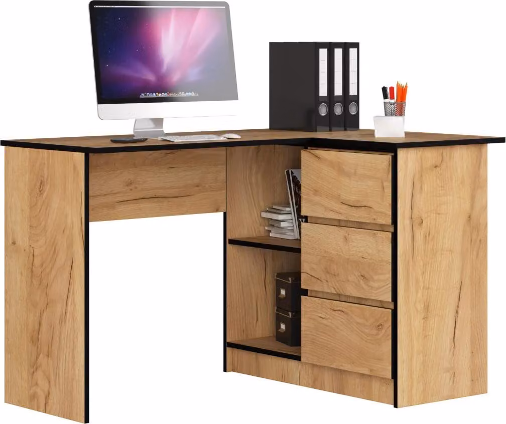 Scrivania angolare ALERON - rovere craft, versione a destra