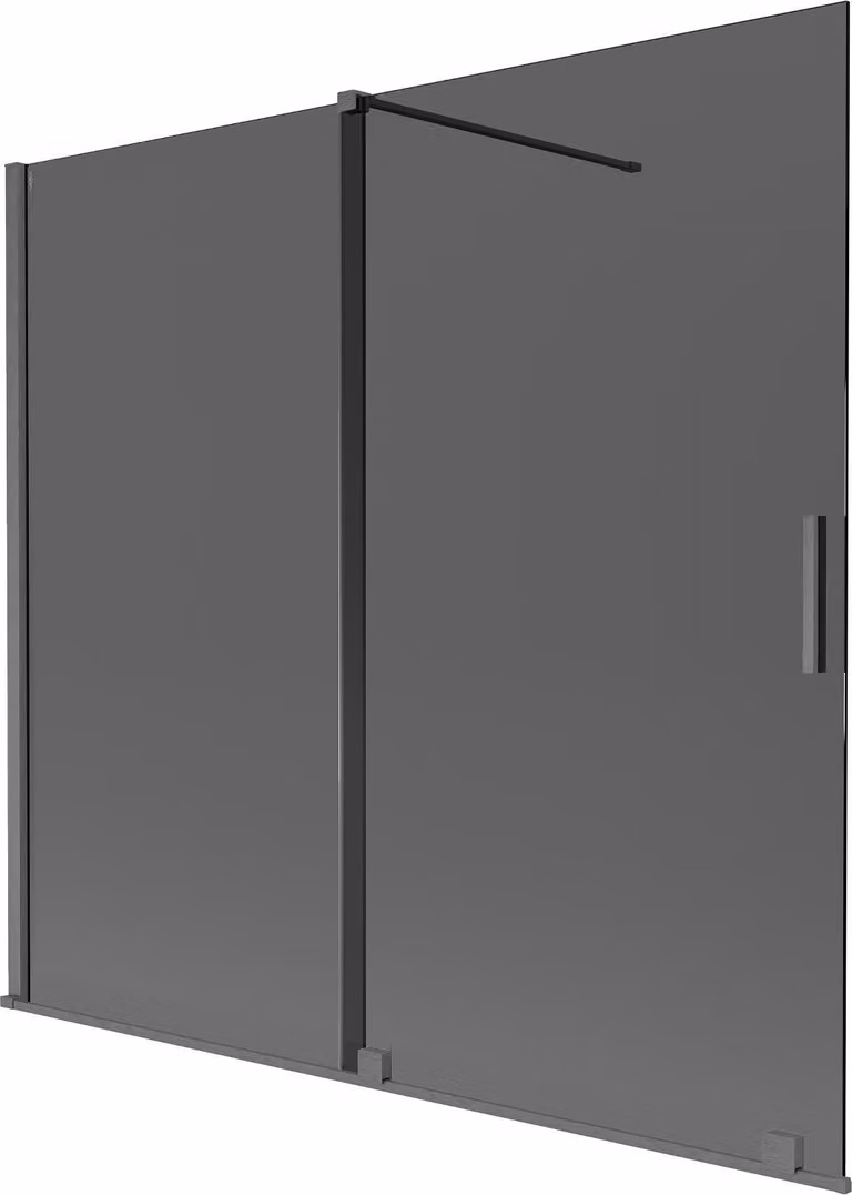 Mexen Velar paravento da bagno a 2 ante scorrevoli 170 x 150 cm, grafite, grigio canna di fucile spazzolato - 896-170-000-41-66