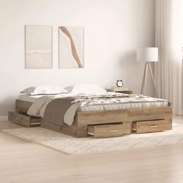 Struttura del letto-Giroletto Rovere artigianale 140 x 190 cm 589452