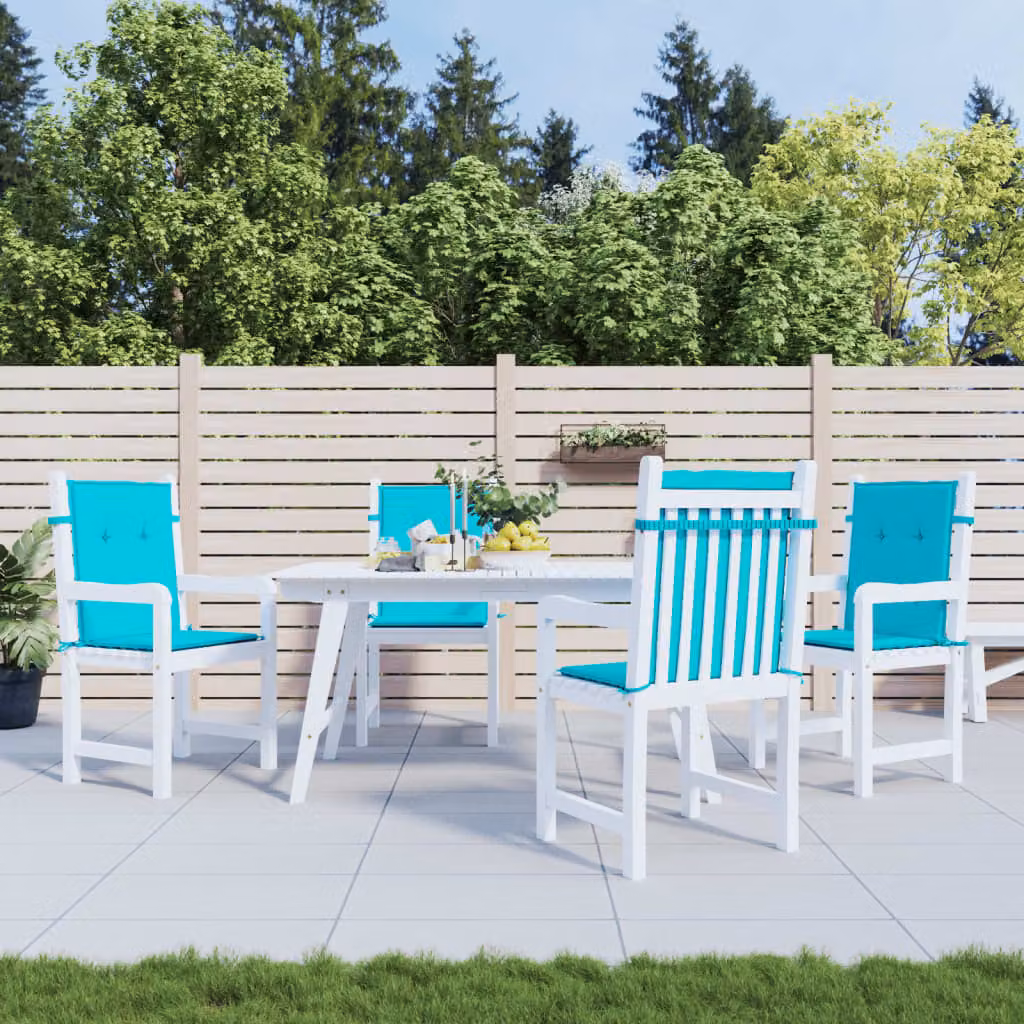 Set di 4 cuscini per sedia con schienale basso vidaXL in tessuto turchese, idrorepellenti e resistenti ai raggi UV