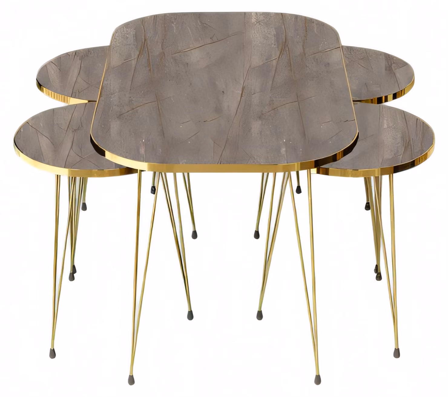 Eleganter grauer Holz-Couchtisch mit Beistelltischen im modernen Stil