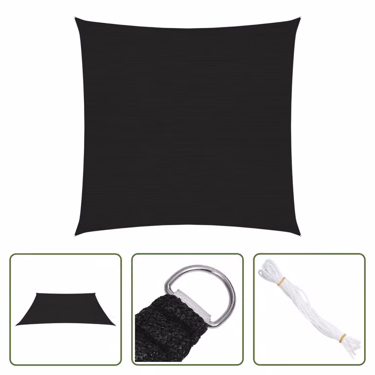 The Living Store Tenda da sole 160 g/m² nero 6x6 m HDPE