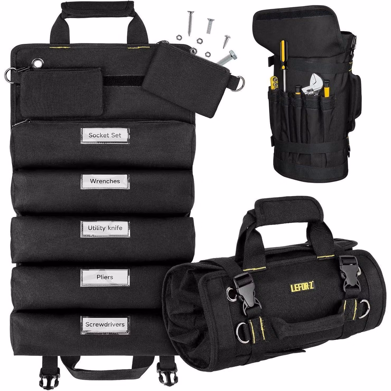 Borsa porta attrezzi vuota con 13 tasche, colore nero