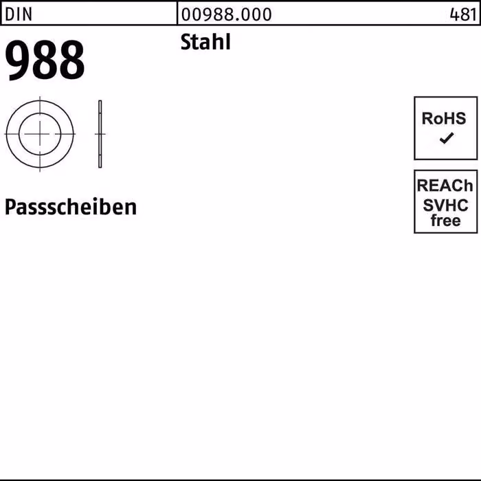 Dischi di spessore Reyher DIN 988 acciaio 15x21x0,3 (100 pezzi)