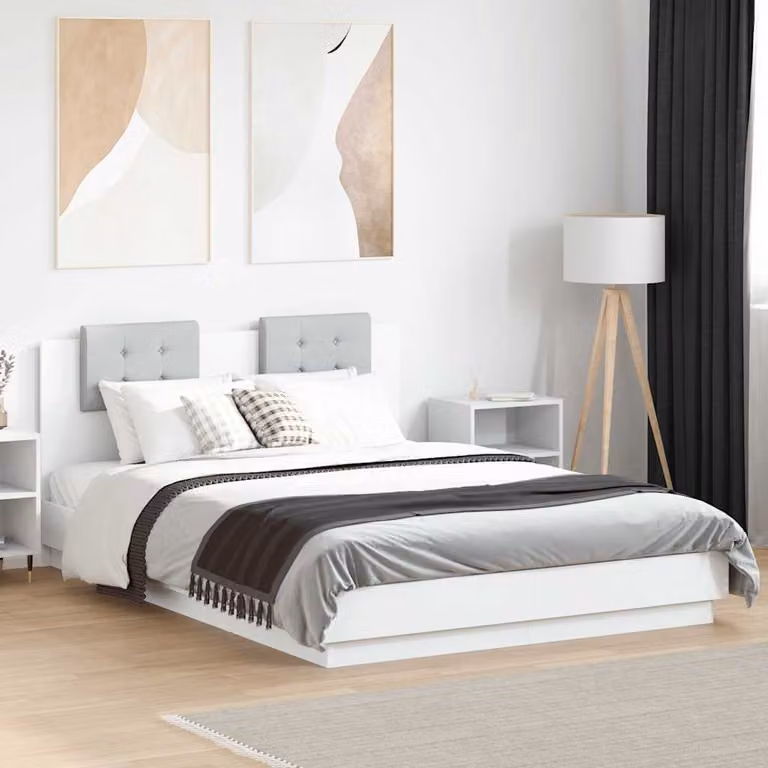 vidaXL Giroletto Moderno con LED e Porta USB in Legno Bianco L 120 x P 200 cm