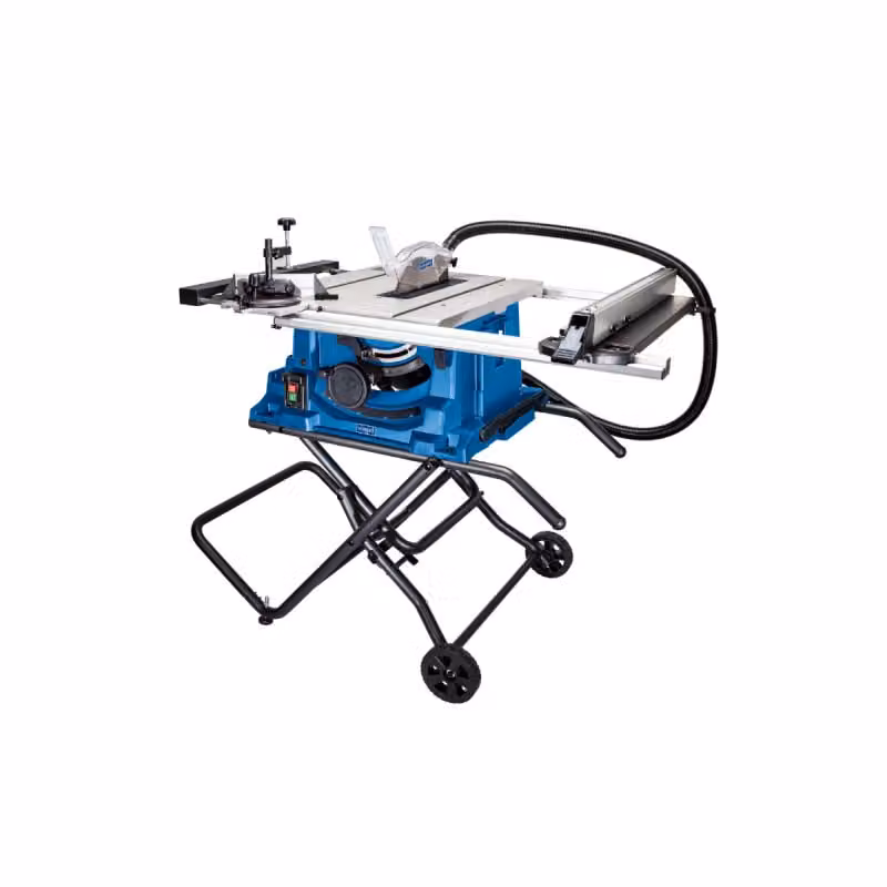 Sega da banco Scheppach HS115 incl. telaio di base | protezione della lama | carrello scorrevole | calibro di taglio trasversale | guida di taglio 83mm | altezza di taglio 255mm | 2000W