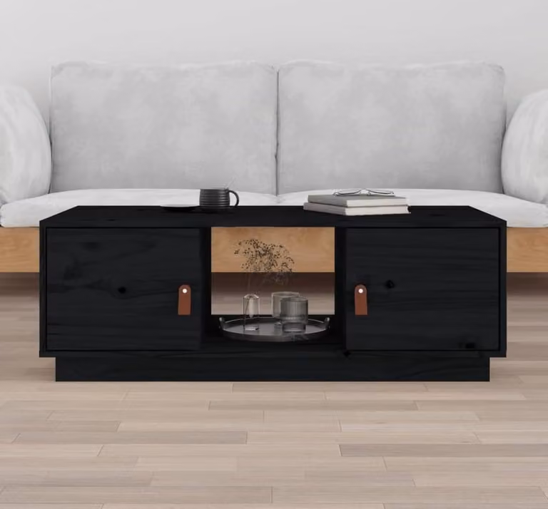 Maison Exclusive - Tavolino nero 100x50x35 cm in legno massello di pino
