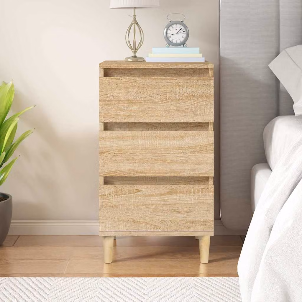 Comodino vidaXL in Legno Multistrato e MDF, Rovere Sonoma, Marrone e Beige, L 40 cm x P 35 cm x H 70 cm