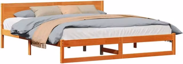 Letto matrimoniale | Letto per adulti | Struttura del letto Marrone cerato 180 x 200 cm Pino massello