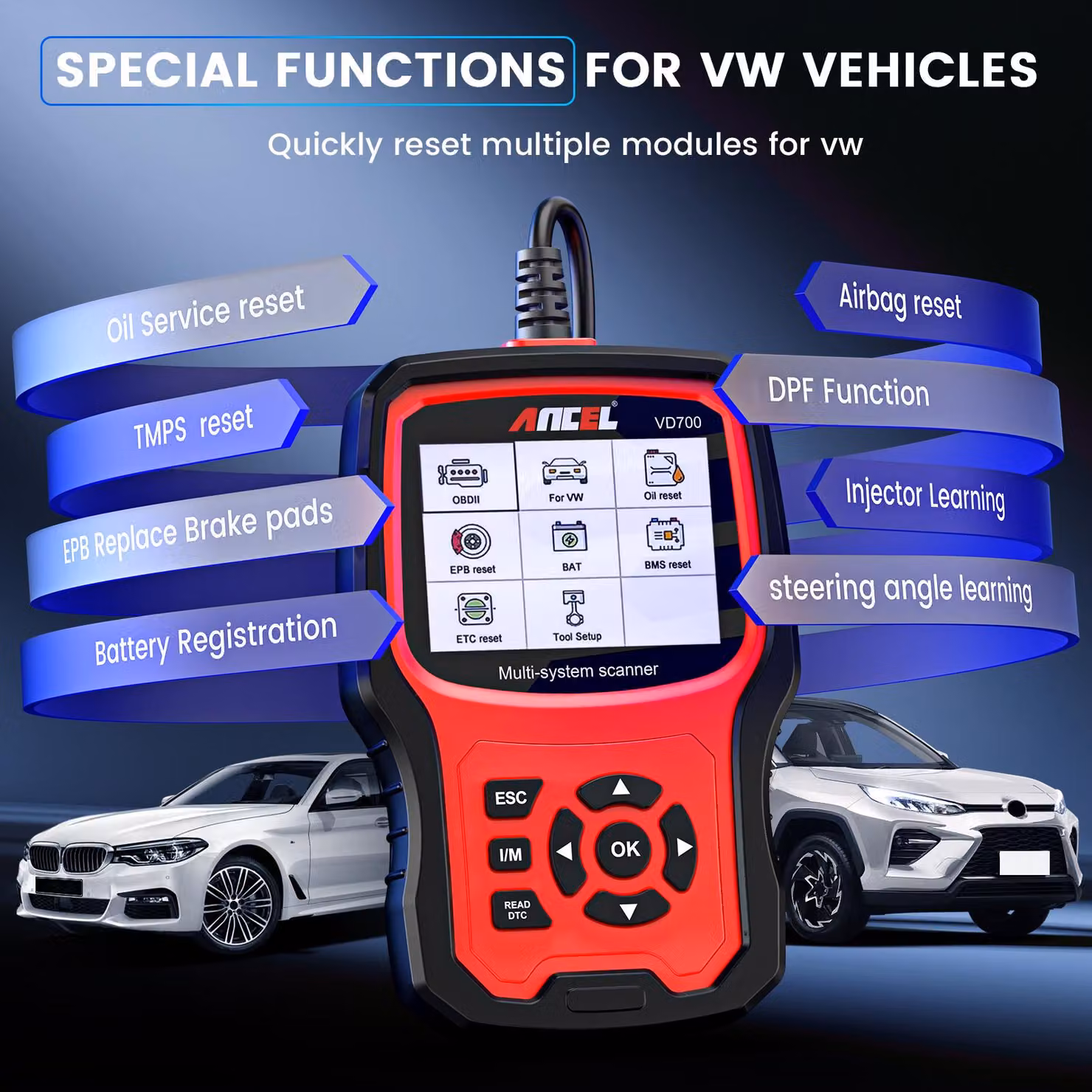 Lettore di codici diagnostici OBD2 VD700 - Versione per l'Unione Europea - Connessione Wi-Fi
