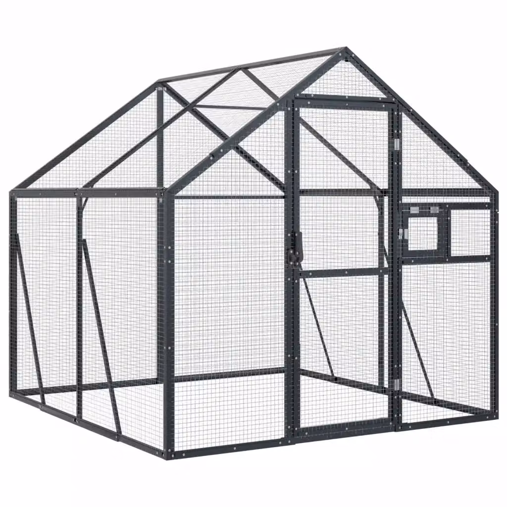 Voliera in alluminio vidaXL colore antracite L: 179 cm, P: 200 cm, H: 185 cm – 2