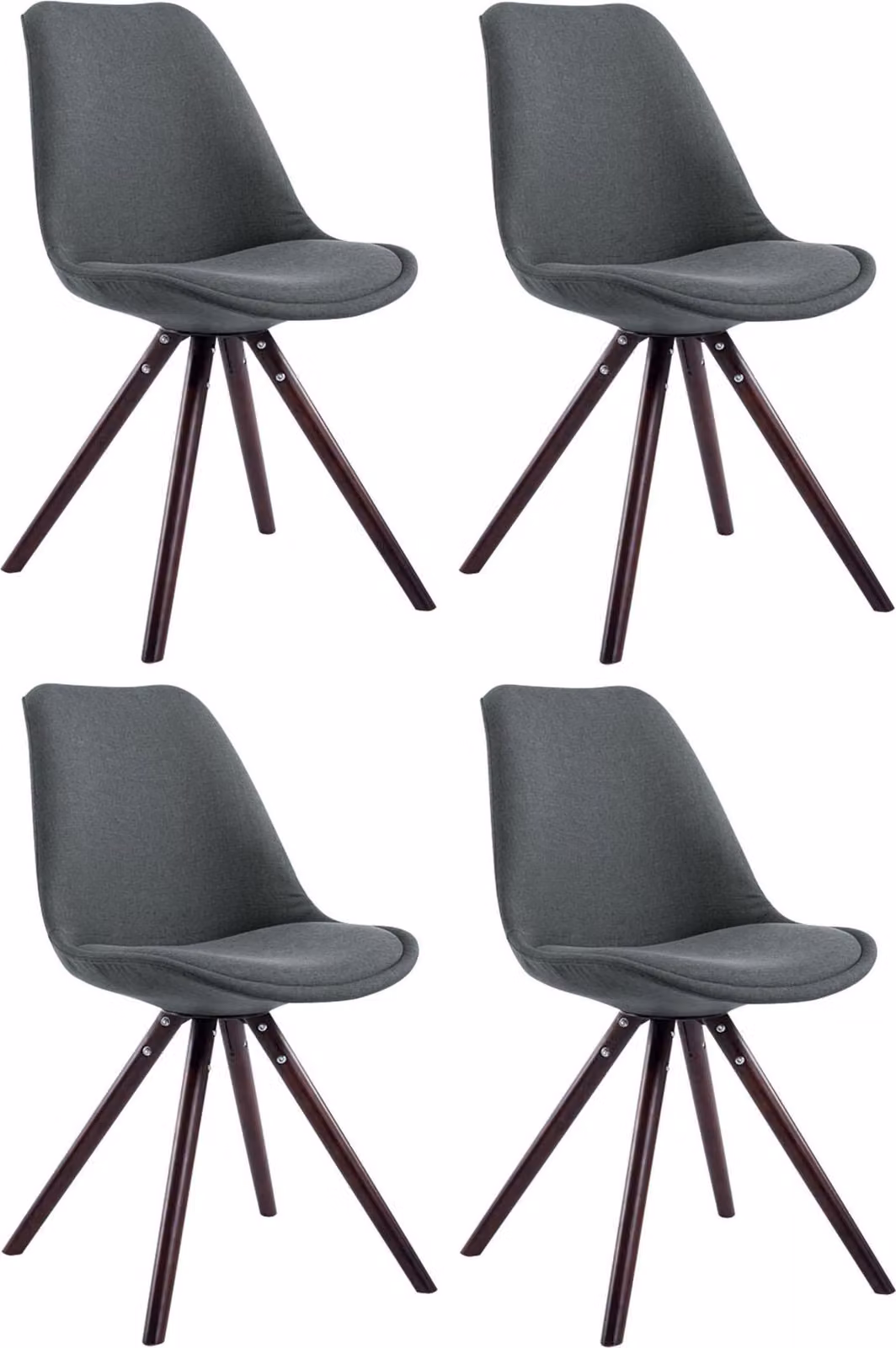 Set di 4 sedie per visitatori CLP Toulouse in tessuto, con seduta imbottita e gambe rotonde in legno, colore della struttura: taupe, colore della seduta: naturale