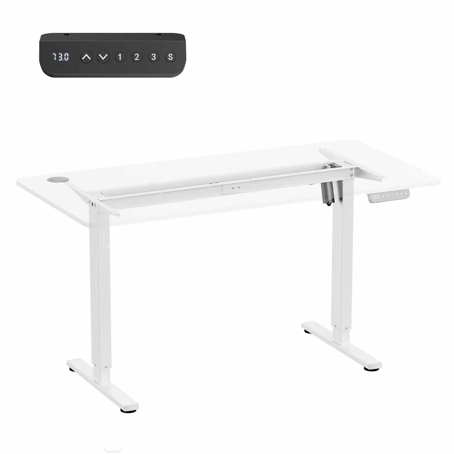 Scrivania elettrica regolabile in altezza Ergo Office altezza massima 1160 mm max - 80 kg senza piano d'appoggio bianco ER-400 W