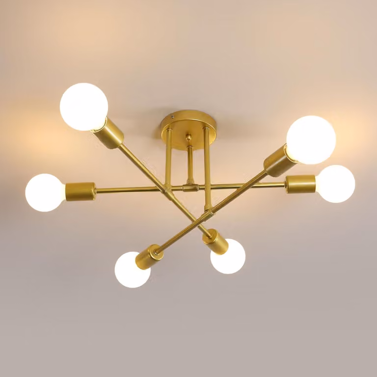 Lampadario vintage a sei luci, stile Sputnik, lampada a sospensione