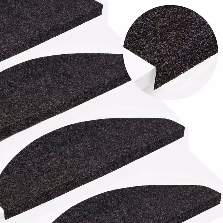 vidaXL Set di 15 Tappetini Autoadesivi per Scale Antracite, Antiscivolo e Assorbente del Rumore, L 65 x P 22,5 x H 3,5 cm