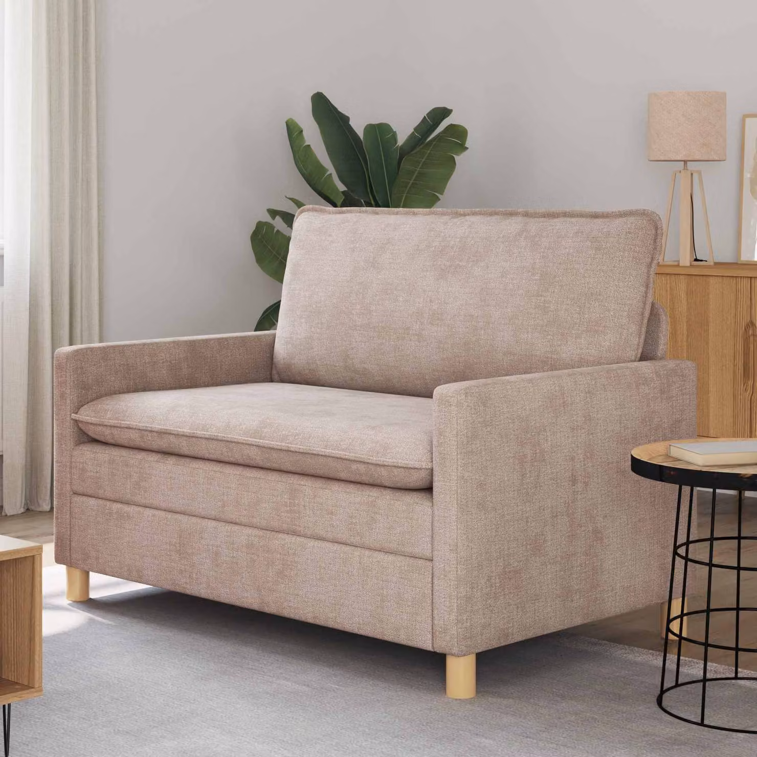 vidaXL Divano Beige con Cuscini e Rivestimenti Rimovibili L: 126 cm, P: 81 cm, H: 87,5 cm