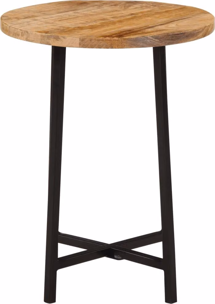 Tavolino 35x35x45 cm in legno massiccio di mango e ferro