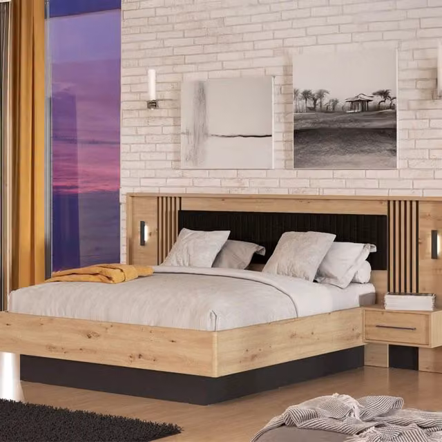Letto Matrimoniale Casotto, Letto Matrimoniale Dimensione Materasso 160x200 cm, Marrone Rovere Nodi