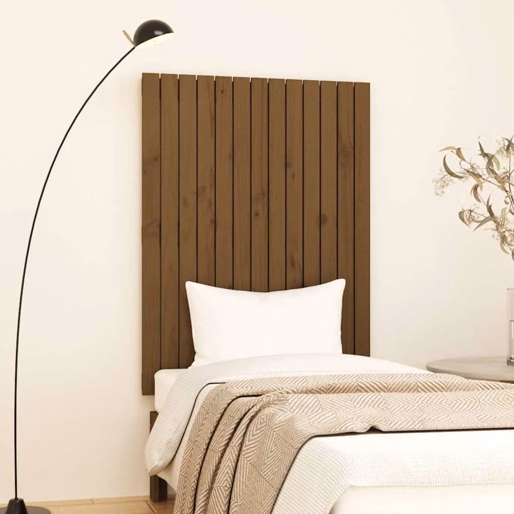 Testiera da parete vidaXL in legno massello di pino, colore ambra, L 82,5 x P 3 x H 110 cm