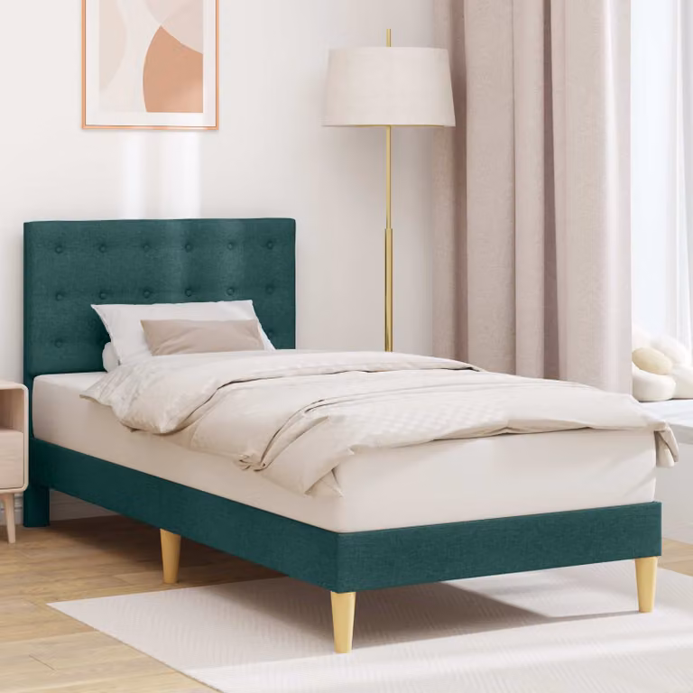 Struttura del letto vidaXL in tessuto verde scuro con telaio in legno, L/P/H: 200 x 80 x 96 cm