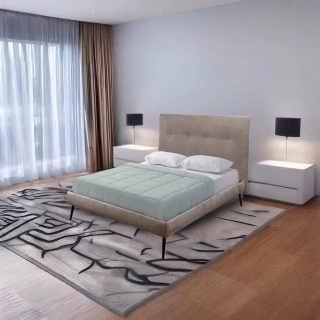 Letto una piazza e mezza con rete inclusa Stiletto tessuto colore tortora