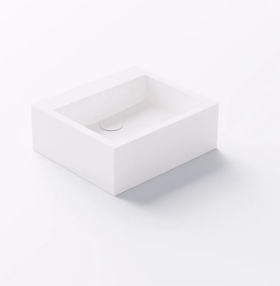 Steinberg Série 440 lavabo à poser, anguleux, sans trop-plein, 430x380x155mm, SOLIDSurface, 4407300W, 4407300W
