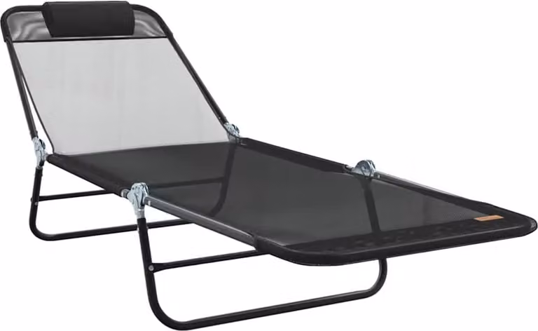 Lettino prendisole pieghevole Nero 182 x 55 x 85,5 cm Textilene