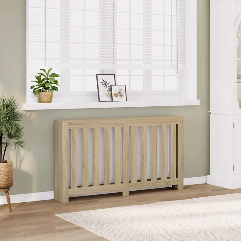 Copertura per radiatori vidaXL in legno Rovere Sonoma, colore marrone/beige, L: 149 cm, P: 20 cm, H: 82 cm