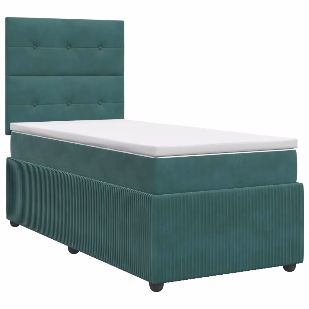 Letto box spring con materasso ibrido vidaXL in velluto verde scuro L/P/H: 90 x 200 x 140 cm – 2