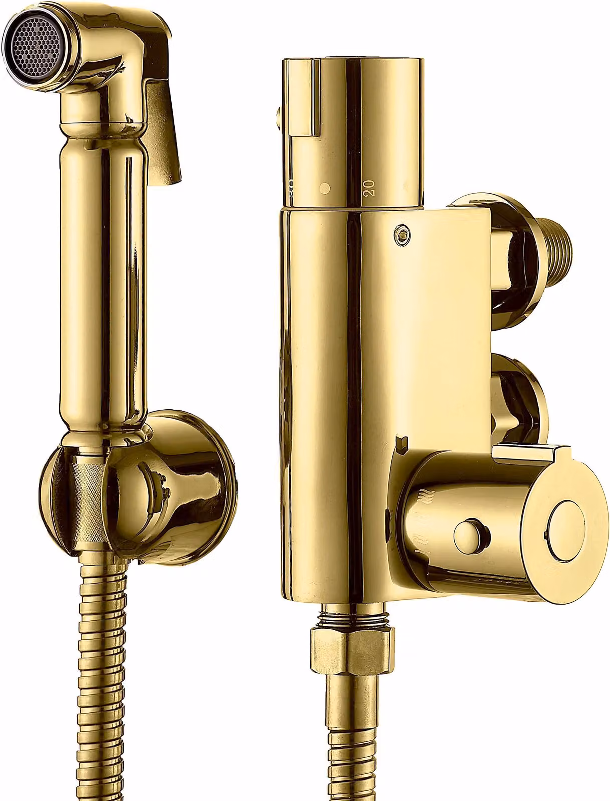 Kit bidet-doccia dorato, con termostato, in ottone, 1 set