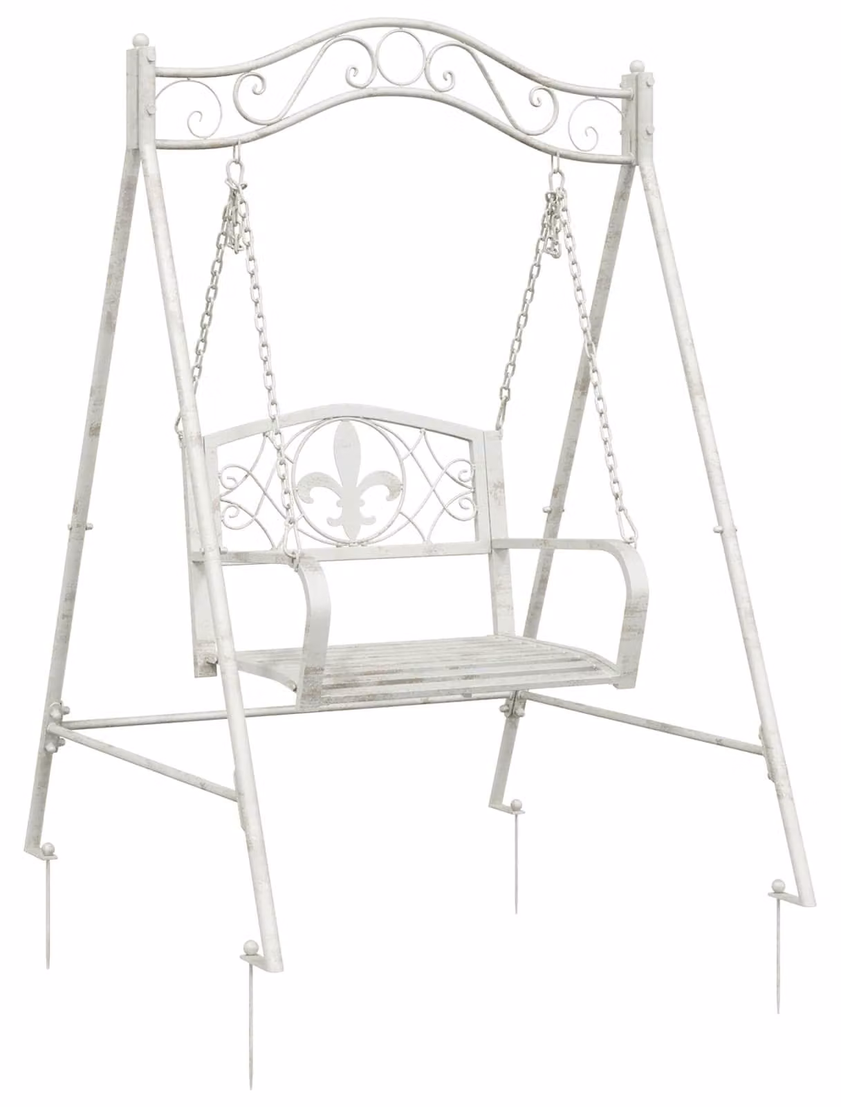 Panchina a Dondolo Acciaio 113 x 121,5 x 168 cm Bianco Antico