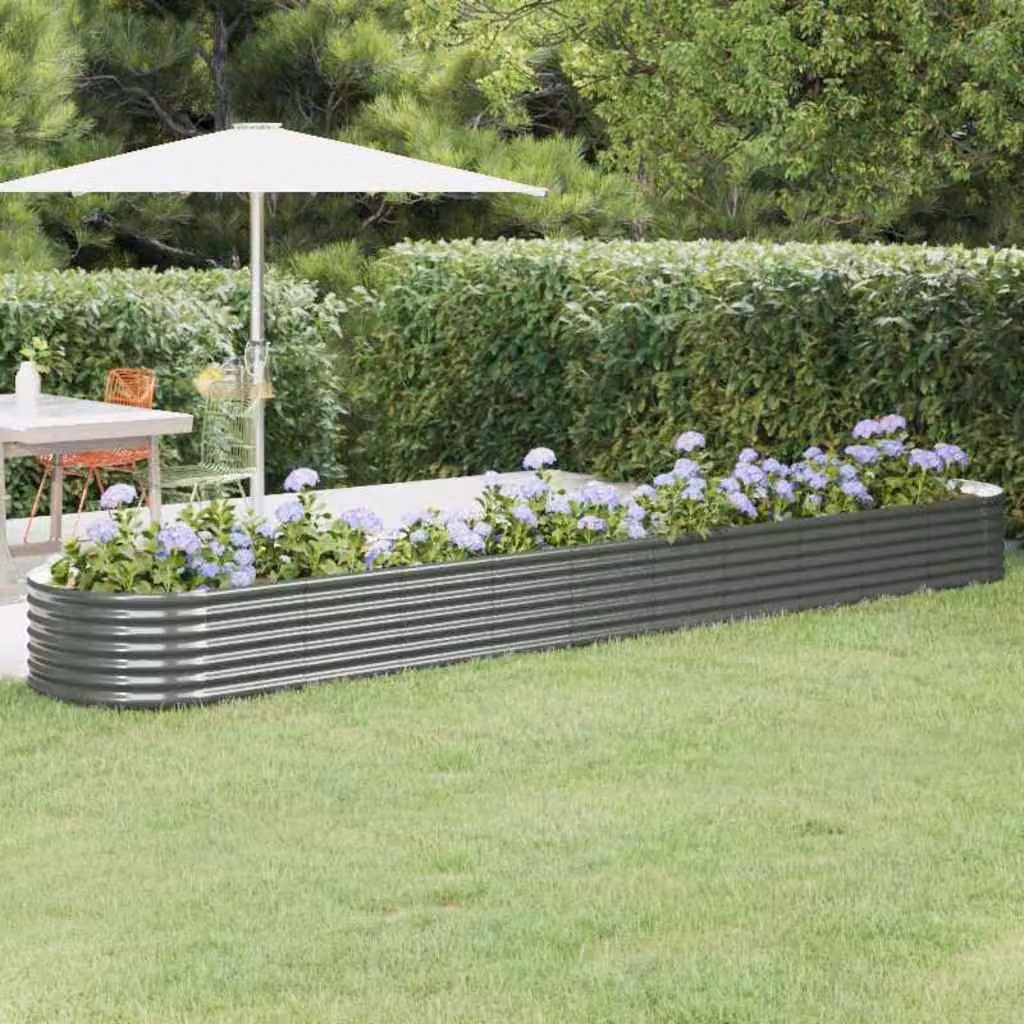 Letto rialzato da giardino vidaXL in acciaio zincato grigio L: 440 cm, P: 80 cm, H: 36 cm
