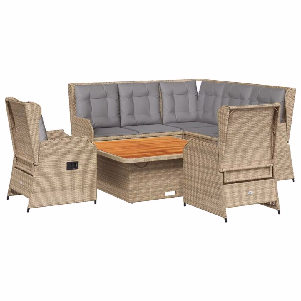 set 6 pezzi da giardino con cuscini Beige poly rattan