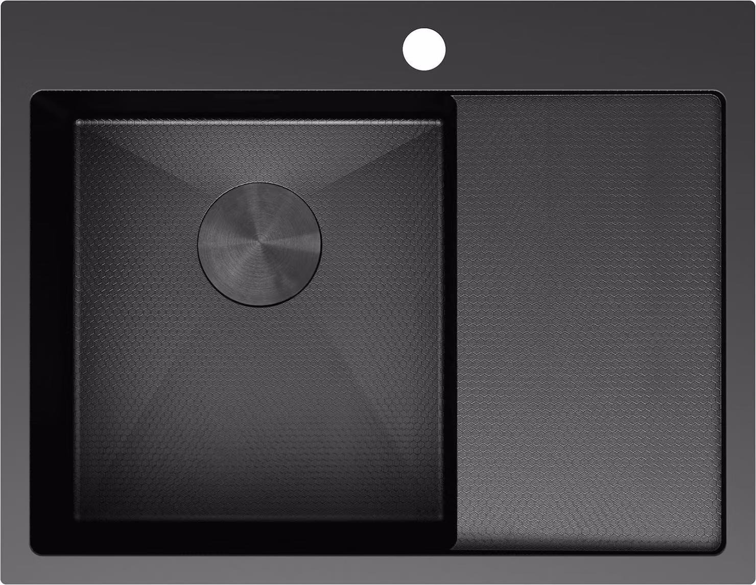Mexen Exar lavello in acciaio 1 vasca con sgocciolatoio, sinistro 620 x 480 mm, nero HC - 6431621005L-70HC