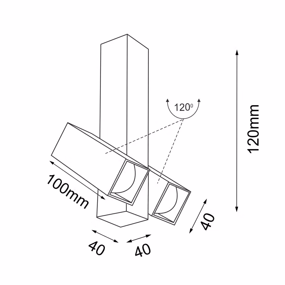 Faretto da soffitto doppio quadrato Shilo nero orientabile e dimmerabile con attacco GU10 in metallo – 2