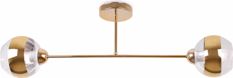Lampada da soffitto Asturia oro a 2 luci con paralumi dorati E27