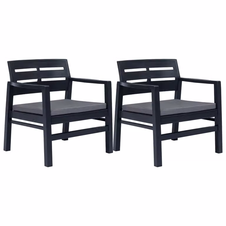 set da pranzo da giardino 3 pezzi in plastica antracite