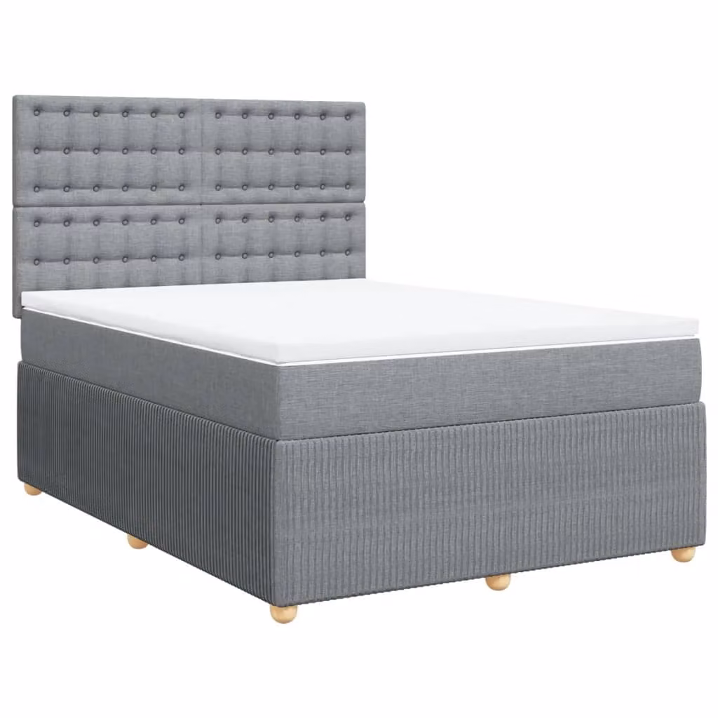 Giroletto a Molle con Materasso Grigio Chiaro 140x200cm Tessuto