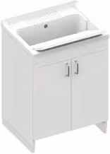 Lavatoio Mongardi in legno nobilitato bianco con asse in polipropilene L: 60 cm, P: 50 cm, H: 85 cm