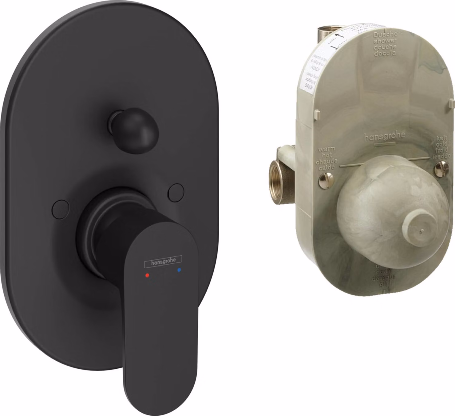 Hansgrohe Rebris S - Miscelatore per vasca a parete con corpo, nero opaco 72448670